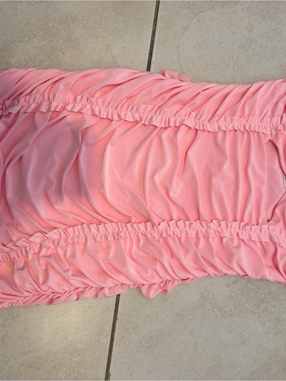 Strapless Pink Ruched Bandeau Dress